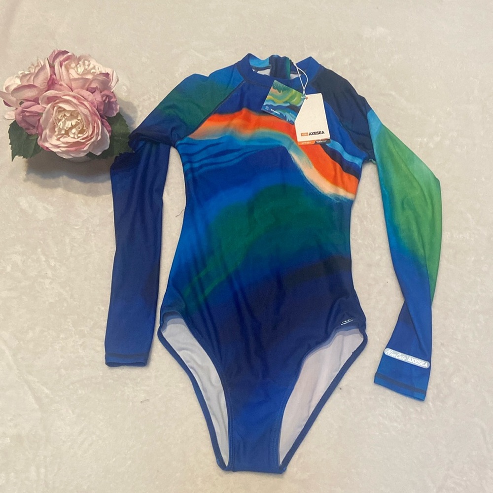 AXESEA Nine Cats Long Sleeve One Piece Swimsuit NWT Size 2